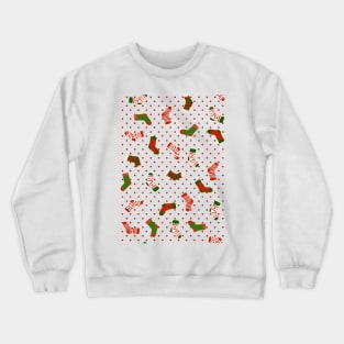 Christmas sock illustration, cute red polka dot holiday pattern 4 Crewneck Sweatshirt